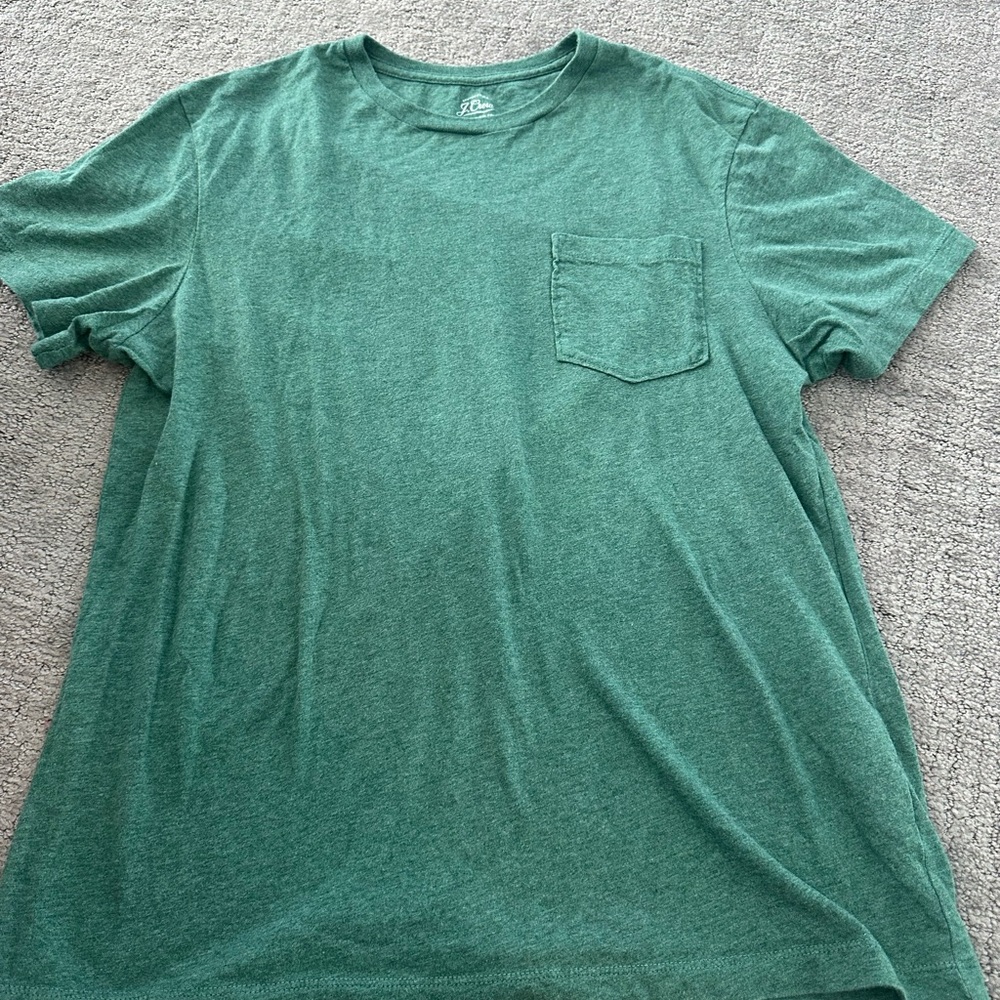J. Crew Heathered Green Short-Sleeve Pocket Tee